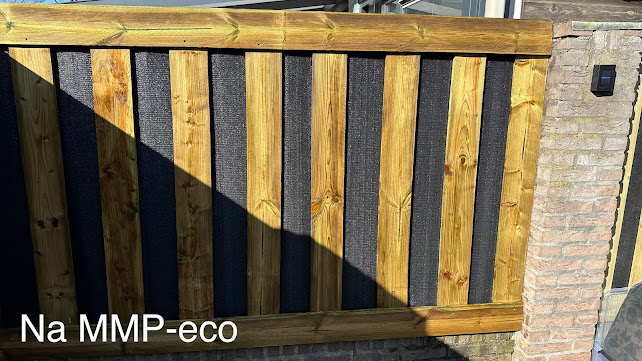 Houten schutting na behandeling met MMP-Eco Houten schutting na behandeling met MMP-Eco